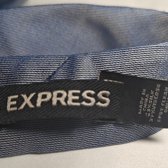 EXPRESS Light Blue/Metallic White Striped/Solid Slim Tie - Picture 4 of 4